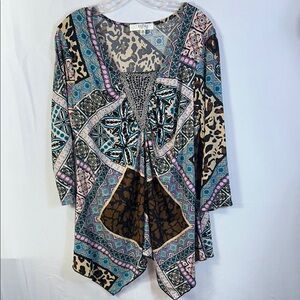 Purple Rain Blue Asymmetrical Tunic Size 2x New